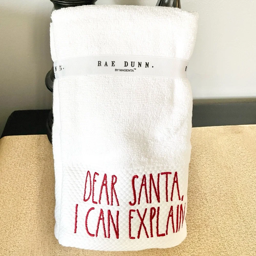New Rae Dunn SET OF 2 SANTA I CAN EXPLAIN Bathroom Hand Towels